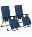 Outsunny 2 PCS Reclining Zero Gravity Chair Folding Lounger Cushion Blue