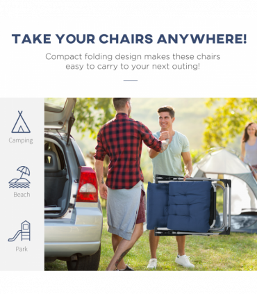 Outsunny 2 PCS Reclining Zero Gravity Chair Folding Lounger Cushion Blue