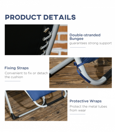 Outsunny 2 PCS Reclining Zero Gravity Chair Folding Lounger Cushion Blue