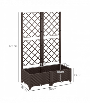 Outsunny Plastic Planter Box with Trellis, Vegetable Planter w/ Drain Plugs
