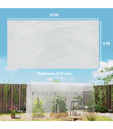 Outsunny 6 X 10m UV Resistant Waterproof Plastic Polytunnel Cover, Clear