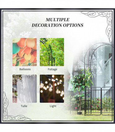 Outsunny Metal Garden Arbor Arch Gate w/ 2 Side Planter Boxes & Vine Frame