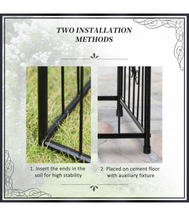 Outsunny Metal Garden Arbor Arch Gate w/ 2 Side Planter Boxes & Vine Frame