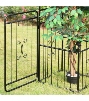 Outsunny Metal Garden Arbor Arch Gate w/ 2 Side Planter Boxes & Vine Frame