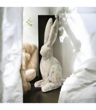 26CM CREAM CEMENT RABBIT