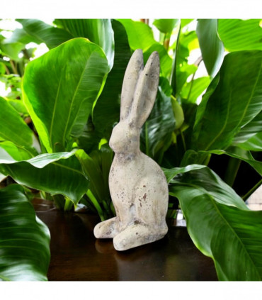 26CM CREAM CEMENT RABBIT