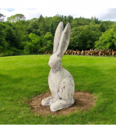 26CM CREAM CEMENT RABBIT