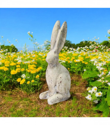 26CM CREAM CEMENT RABBIT
