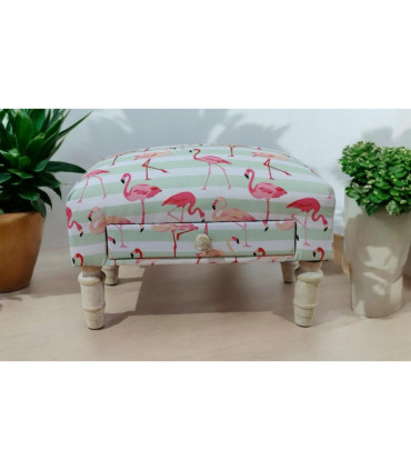 FLAMINGO FABRIC FOOTSTOOL WITH DRAWER