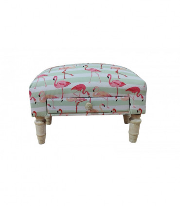 FLAMINGO FABRIC FOOTSTOOL WITH DRAWER