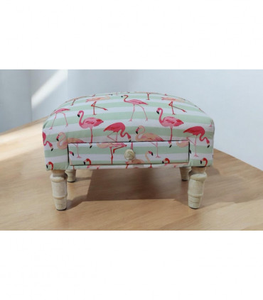FLAMINGO FABRIC FOOTSTOOL WITH DRAWER