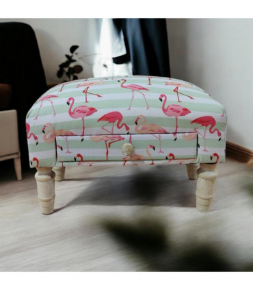 FLAMINGO FABRIC FOOTSTOOL WITH DRAWER
