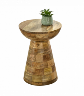 Solid Wood Round Side Table Mushroom Style, Elegant And Versatile