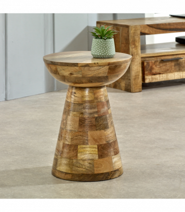 Solid Wood Round Side Table Mushroom Style, Elegant And Versatile