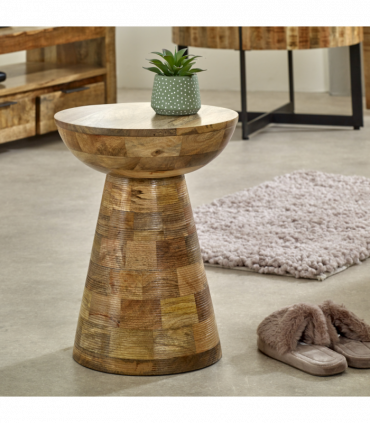 Solid Wood Round Side Table Mushroom Style, Elegant And Versatile