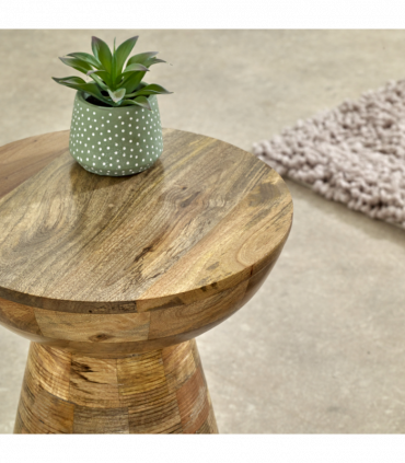 Solid Wood Round Side Table Mushroom Style, Elegant And Versatile