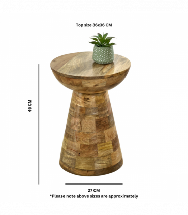 Solid Wood Round Side Table Mushroom Style, Elegant And Versatile
