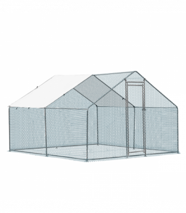 10 x 10 ft Large Metal Chicken Coop, Walk-in Poultry Cage Chicken Hen Run House with Waterproof Cover, Rabbits Cats Dogs Farm Pen for Outdoor Backyard Farm Garden