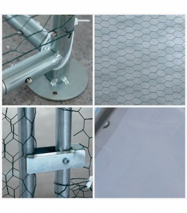 10 x 10 ft Large Metal Chicken Coop, Walk-in Poultry Cage Chicken Hen Run House with Waterproof Cover, Rabbits Cats Dogs Farm Pen for Outdoor Backyard Farm Garden