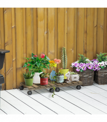 2 Pack Plant Stand with Wheels, Flowerpot Holder