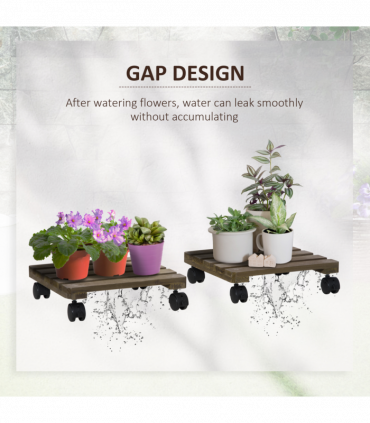 2 Pack Plant Stand with Wheels, Flowerpot Holder