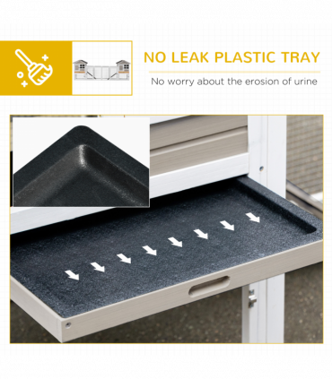 2-In-1 Wooden Rabbit Hutch w/ Double House, Run Box, Slide-Out Tray, Ramp