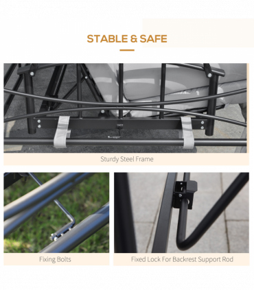 Swing Chair Bed 3 Seater Hammock Gazebo Cushioned Seat - Light Grey 256L