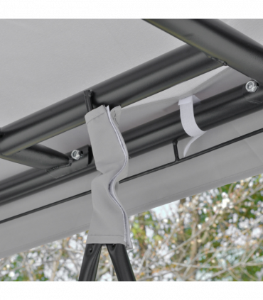 Swing Chair Bed 3 Seater Hammock Gazebo Cushioned Seat - Light Grey 256L