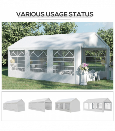 20 x 10  Car Tent Outdoor Car Canopy Shelter Water-Resistant Sidewall White