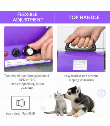 2800W Dog Hair Dryer Pet Grooming Blaster Blower Dryer 3 Nozzles Pawhut