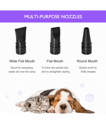 2800W Dog Hair Dryer Pet Grooming Blaster Blower Dryer 3 Nozzles Pawhut