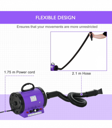 2800W Dog Hair Dryer Pet Grooming Blaster Blower Dryer 3 Nozzles Pawhut