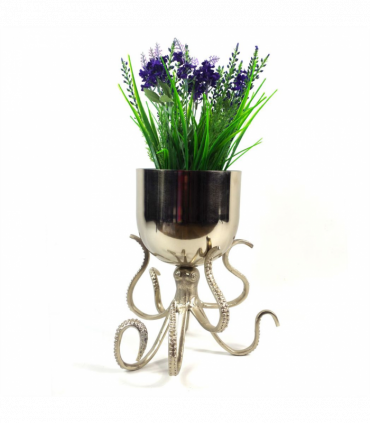 28cm Silver Metal Octopus Bowl Style Planter