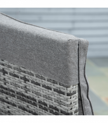 3 Pcs Rattan Chaise Lounge Sofa Set Bistro & Cushion Mixed Grey