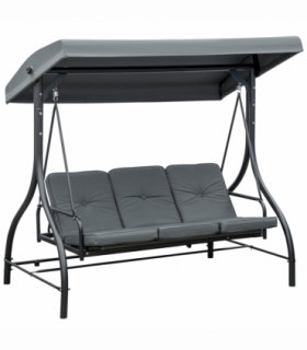 3 Seater Canopy Swing Chair Porch Hammock Bed Rocking Bench Dark Grey