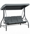 3 Seater Canopy Swing Chair Porch Hammock Bed Rocking Bench Dark Grey