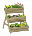 Garden Bed Kit Wood Green 3 Tier Raised 120x68x80cm Flowers Vegetables Herbs