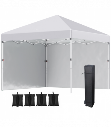 3 x 3 (M) Pop Up Gazebo Event Shelter with 2 Sidewalls, Weight Bags, White