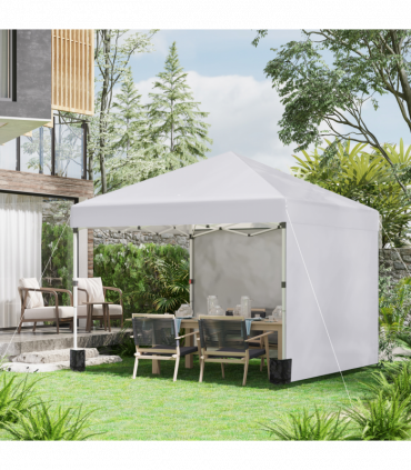 3 x 3 (M) Pop Up Gazebo Event Shelter with 2 Sidewalls, Weight Bags, White