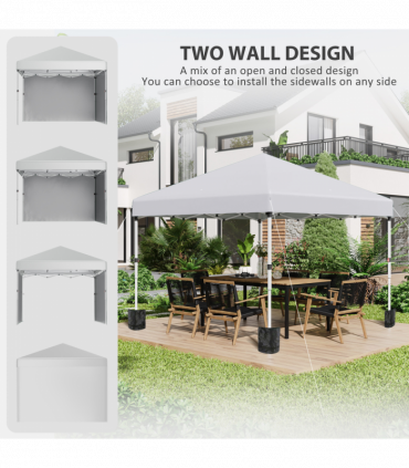 3 x 3 (M) Pop Up Gazebo Event Shelter with 2 Sidewalls, Weight Bags, White