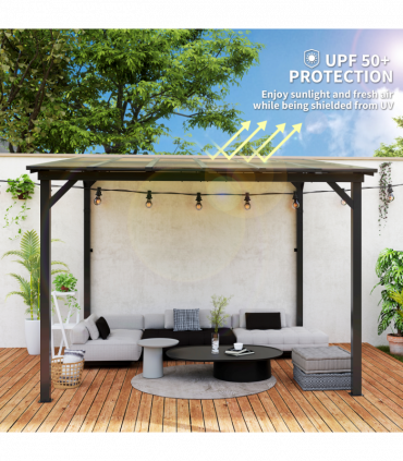 3 x 3(m) Pergola Kit Gazebo with UPF 50+ and Waterproof Polycarbonate Roof