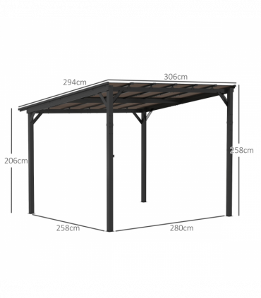 3 x 3(m) Pergola Kit Gazebo with UPF 50+ and Waterproof Polycarbonate Roof