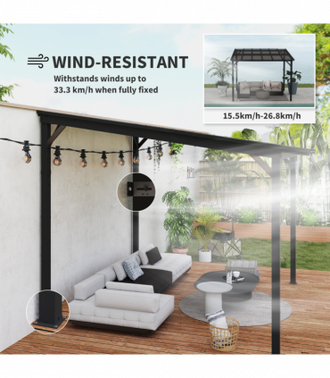 3 x 3(m) Pergola Kit Gazebo with UPF 50+ and Waterproof Polycarbonate Roof