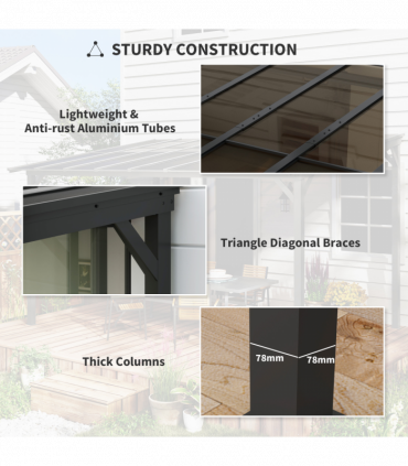 3 x 3(m) Pergola Kit Gazebo with UPF 50+ and Waterproof Polycarbonate Roof