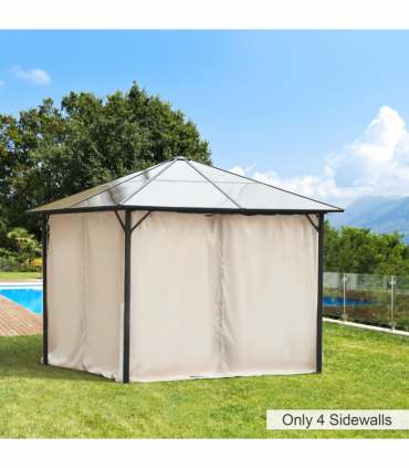3 x 3(m) Universal Gazebo Replacement Sidewall Set w/ 4 Panels, Beige Outsunny