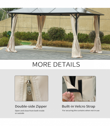 3 x 3(m) Universal Gazebo Replacement Sidewall Set w/ 4 Panels, Beige Outsunny