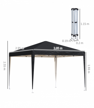 3 x 3m Garden Pop Up Gazebo Marquee Party Tent Wedding Canopy Black