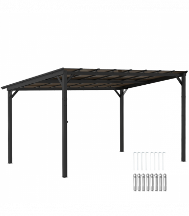 3 x 4.3m Pergola Kit Gazebo with UPF 50+ and Waterproof Polycarbonate Roof