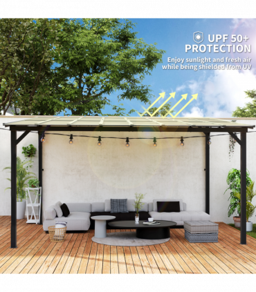 3 x 4.3m Pergola Kit Gazebo with UPF 50+ and Waterproof Polycarbonate Roof