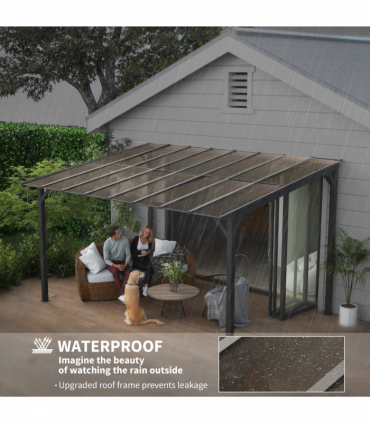 3 x 4.3m Pergola Kit Gazebo with UPF 50+ and Waterproof Polycarbonate Roof